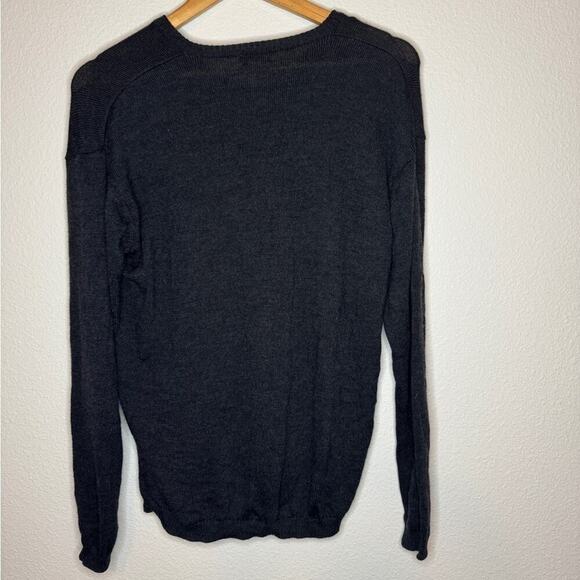 J. Crew Merino Wool Dark Gray V Neck Men's Sweater V-Neck Sweater Size Small - Picture 2 of 5